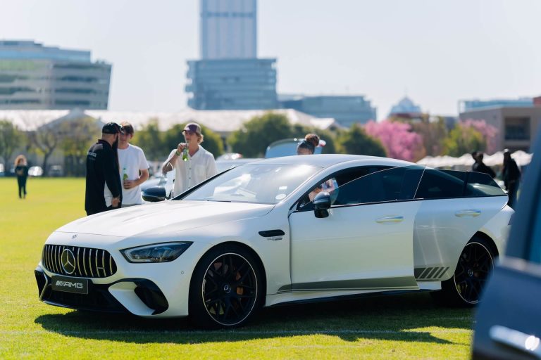 Mercedes-AMG GT 4-Door Coupé on the lawn at a Mercedes-Benz polo day, photographed by Indirect Media