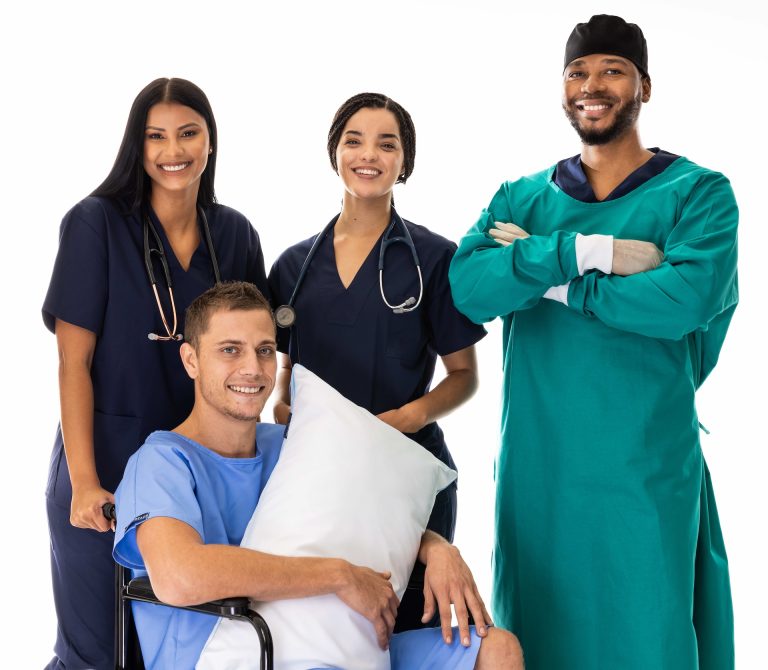 Dr Threads medical scrubs team portrait, photographed by Indirect Media